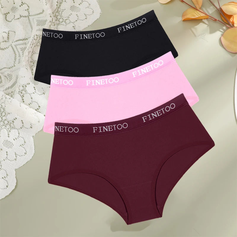 FINETOO, 3 uds., ropa interior con cinturÃ³n de algodÃ³n con letras, bragas para mujer, bragas sexis transpirables de cintura baja, lencerÃ­a cÃ³moda elÃ¡stica para mujer