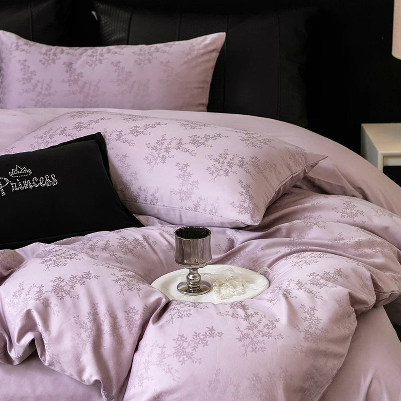 Nuevos juegos de cama de lujo 2025 100% algodón: fibra larga, alta densidad, jacquard satinado, cama de 1,5 m/1,8 m