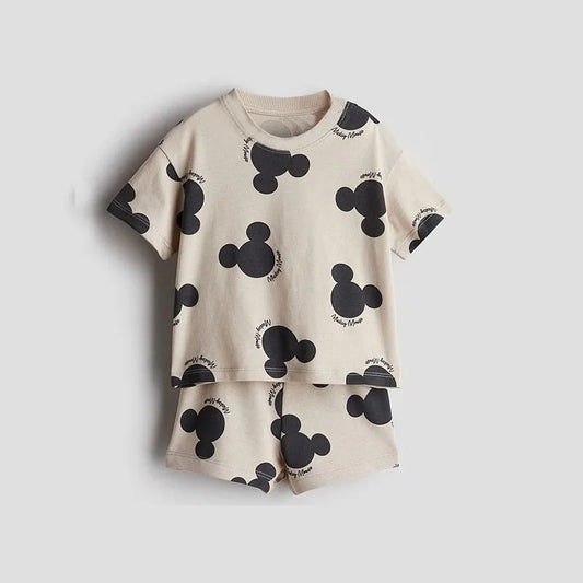 Conjunto de 2 piezas de ropa de Mickey para niños, traje de manga corta para niños, chándal de moda Popular, Disney, nuevo estilo, Verano