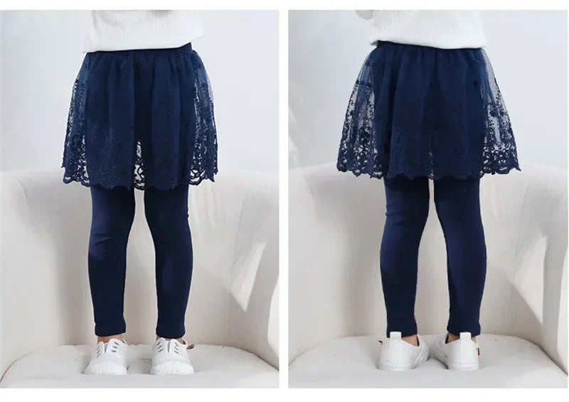 Nuevas mallas para niñas, falda de princesa de encaje, pantalones, falda ajustada para primavera y otoño, pantalones para niños de 2 a 7 años, ropa para niños