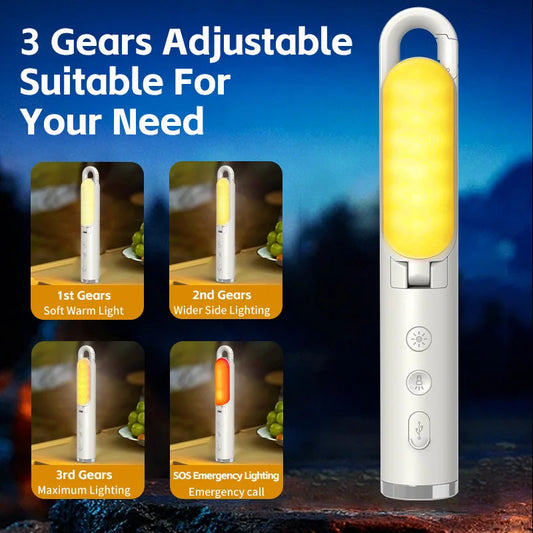 Linterna de Camping UltraBrillante con Linterna y Modo SOS - Plegable, Carga Tipo-C, Impermeable IP53 para Senderismo/Reparaciones de Emergencia