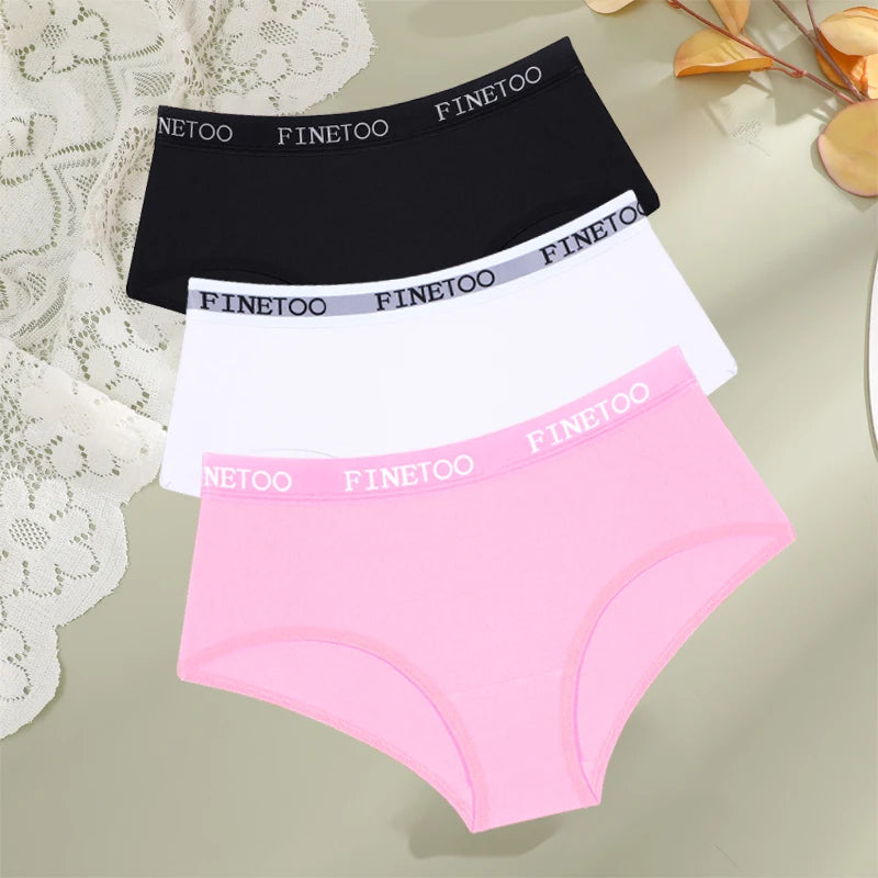 FINETOO, 3 uds., ropa interior con cinturÃ³n de algodÃ³n con letras, bragas para mujer, bragas sexis transpirables de cintura baja, lencerÃ­a cÃ³moda elÃ¡stica para mujer