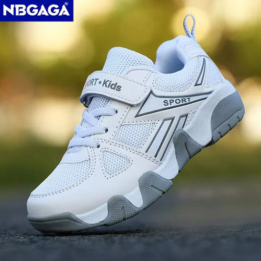 Zapatos blancos transpirables para caminar para niños, zapatillas informales de malla de verano para niños, tenis deportivos al aire libre antideslizantes