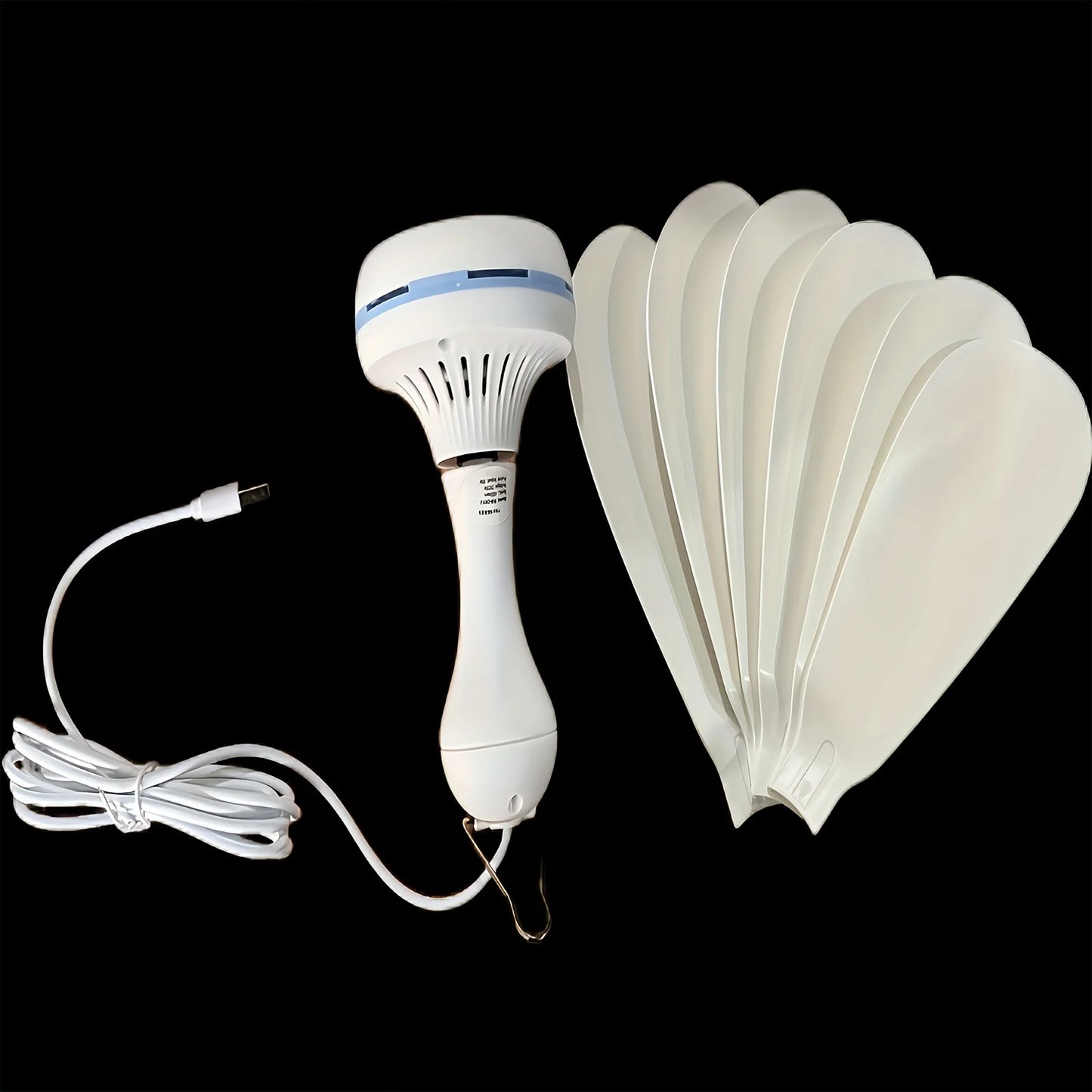 1 Juego de mini ventilador colgante USB pequeño, ventilador silencioso para acampar, ventilador de emergencia portátil para colgar al aire libre, pabellón, cobertizo, ventilador para dormitorio silencioso, con
