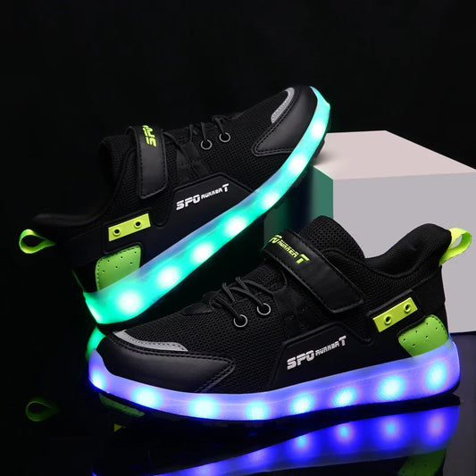 Zapatos informales para niÃ±os, zapatillas luminosas con carga USB LED para niÃ±os y niÃ±as, zapatillas Led con suela luminosa, zapato iluminado C