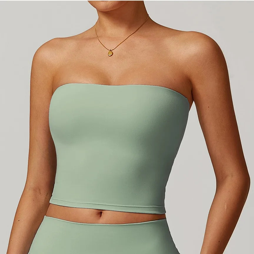 Chaleco de Yoga sin tirantes para mujer, Sujetador deportivo Sexy con parte de atrás bonita para mujer, ropa interior para gimnasio, Top deportivo de secado rápido que absorbe los golpes
