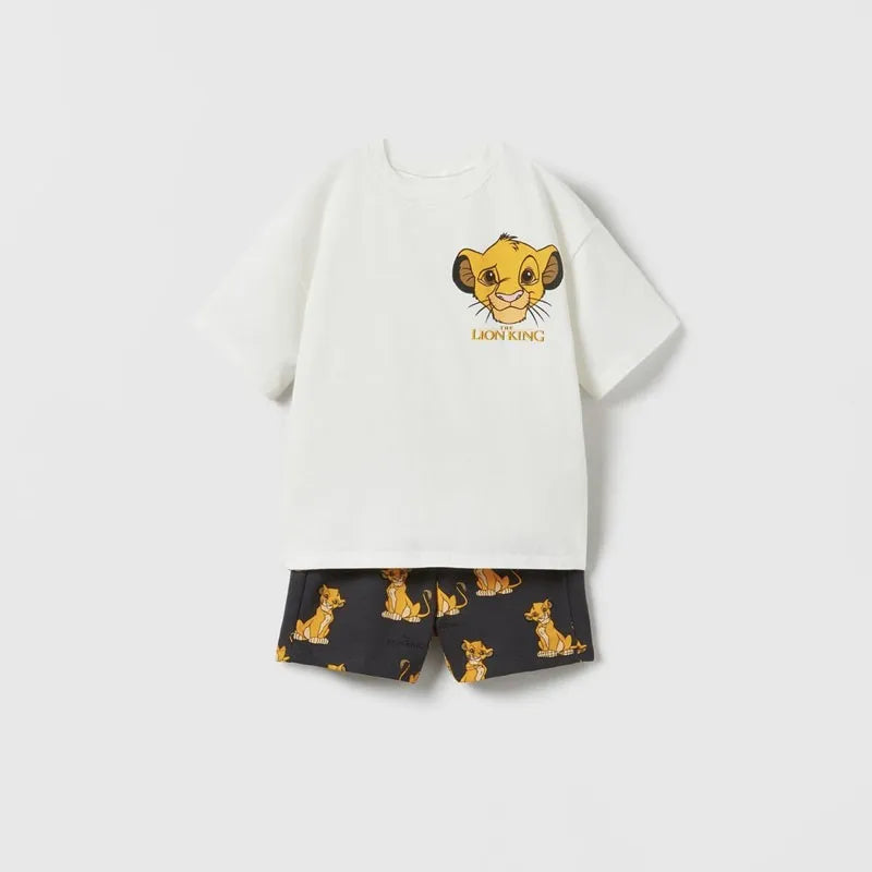 Conjunto de 2 piezas de ropa de Mickey para niños, traje de manga corta para niños, chándal de moda Popular, Disney, nuevo estilo, Verano