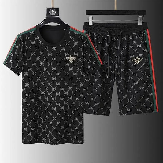 Traje informal deportivo de dos piezas con estampado 3D para hombre, pantalones cortos de tendencia de manga corta, traje informal de secado rápido, tendencia de verano