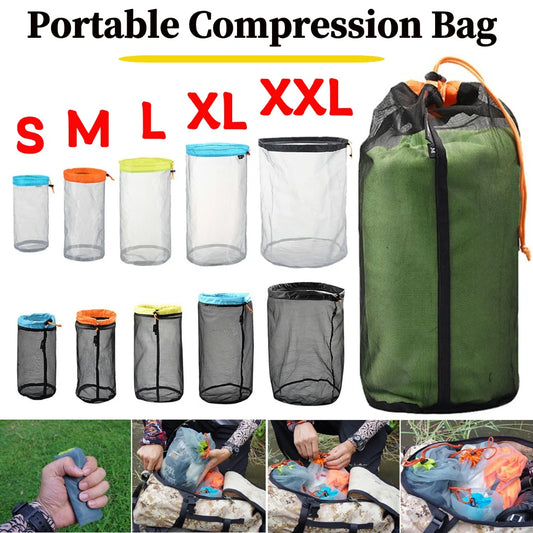 Bolsa de compresión portátil, saco impermeable con cordón para viaje, ahorro de espacio, bolsa de transporte para Camping, viaje y senderismo