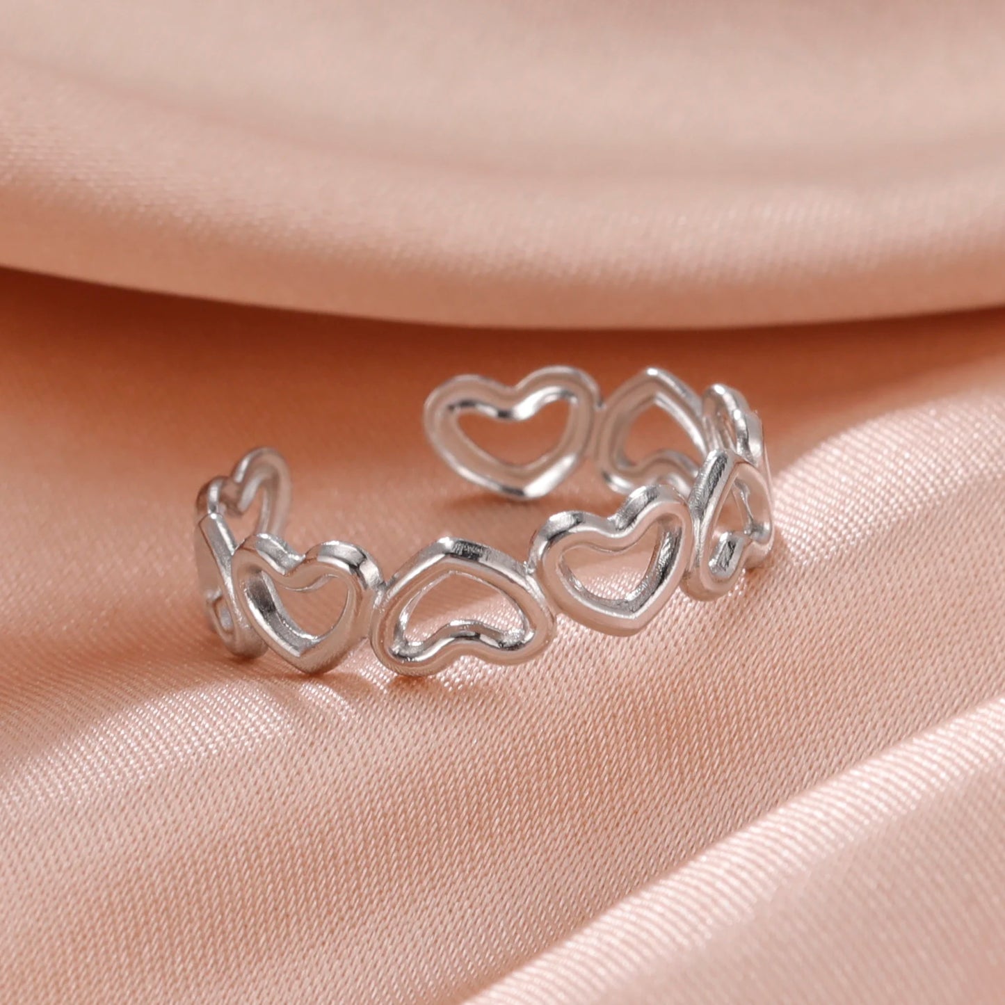Skyrim-anillos de acero inoxidable para mujer, corazÃ³n geomÃ©trico, estÃ©tico, ajustable, abierto, joyerÃ­a de fiesta, regalos al por mayor
