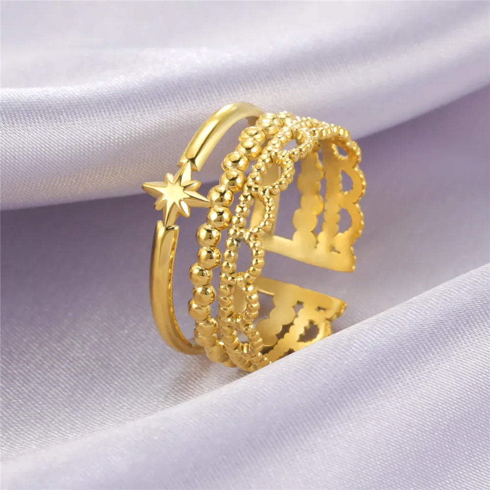 Skyrim-anillos de acero inoxidable para mujer, corazÃ³n geomÃ©trico, estÃ©tico, ajustable, abierto, joyerÃ­a de fiesta, regalos al por mayor