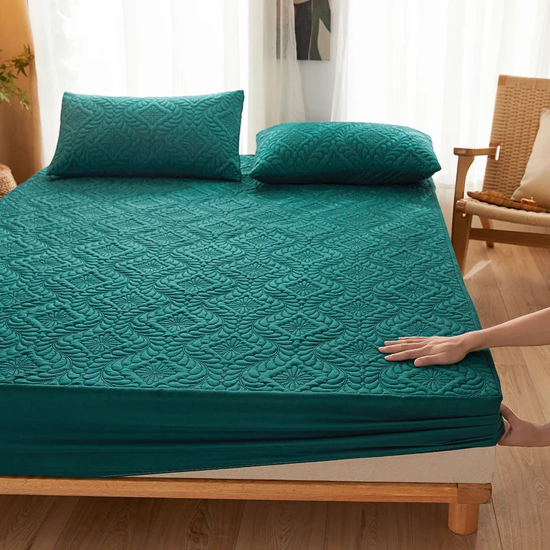 Protector de colchón acolchado impermeable, Funda de colchón transpirable, Sábana ajustable antiácaros y antibacteriana, sin funda de almohada