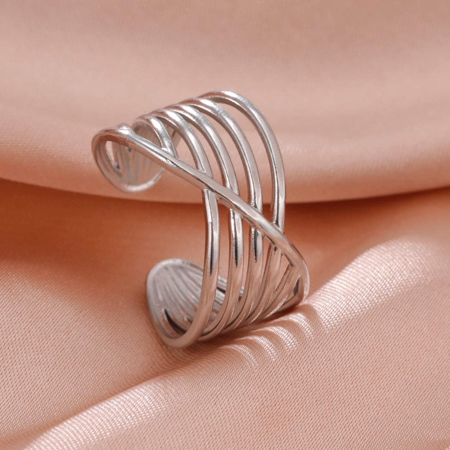 Skyrim-anillos de acero inoxidable para mujer, corazÃ³n geomÃ©trico, estÃ©tico, ajustable, abierto, joyerÃ­a de fiesta, regalos al por mayor