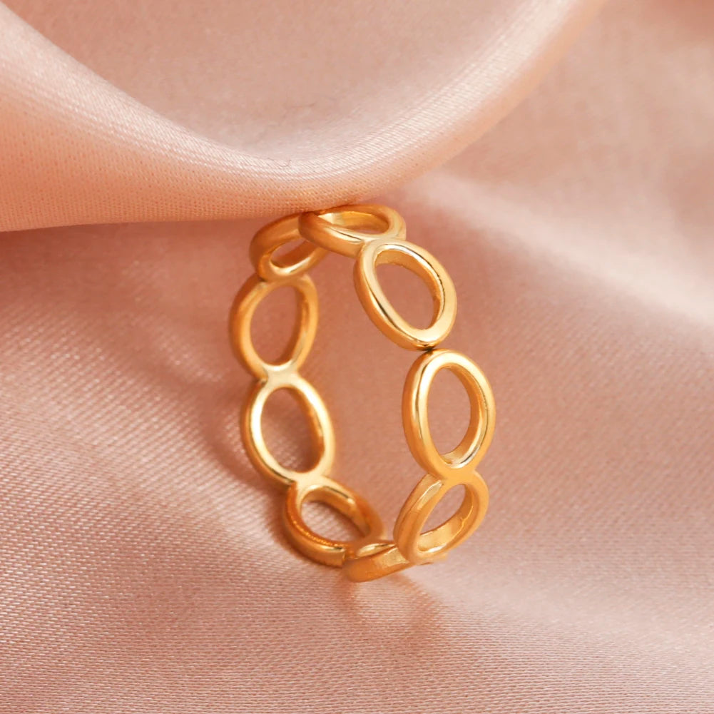 Skyrim-anillos de acero inoxidable para mujer, corazÃ³n geomÃ©trico, estÃ©tico, ajustable, abierto, joyerÃ­a de fiesta, regalos al por mayor