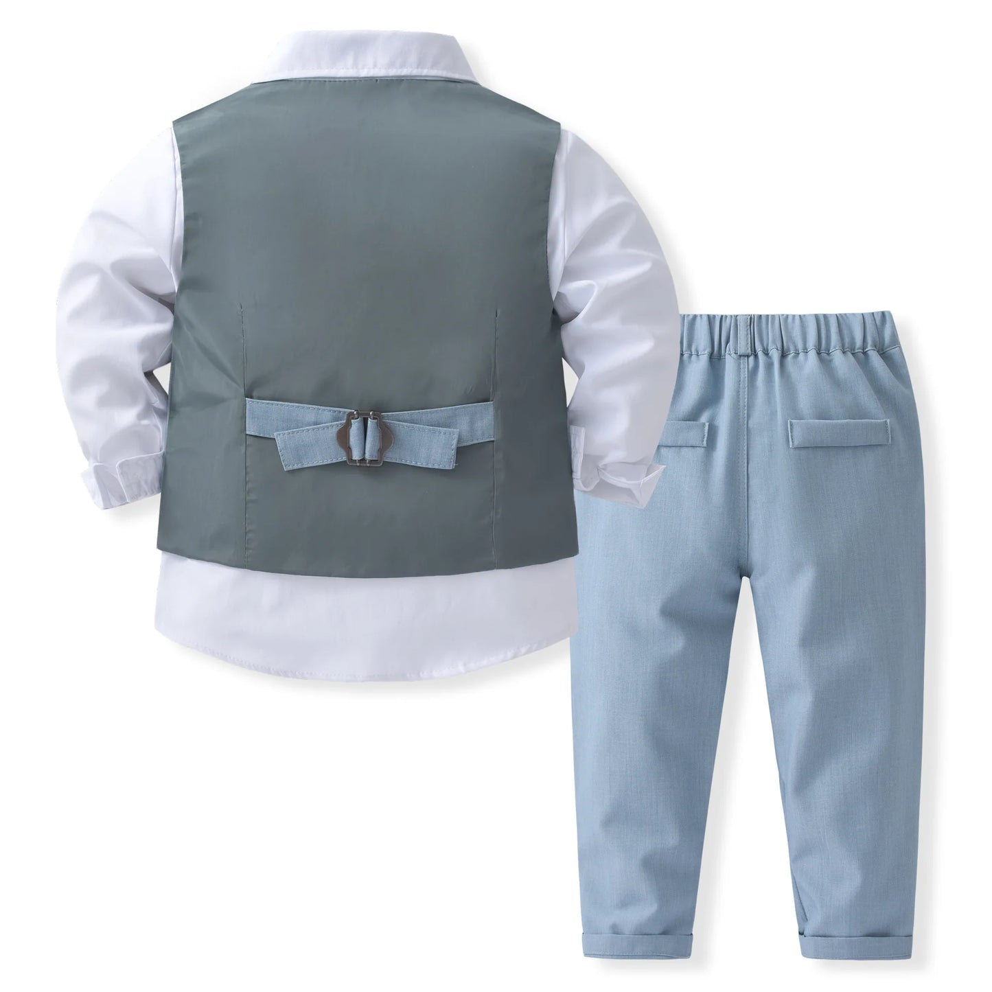 Trajes de caballero disfraz de cumpleaños para niños primavera otoño conjunto de ropa de Boutique chaleco sólido traje niños ropa Formal de algodón