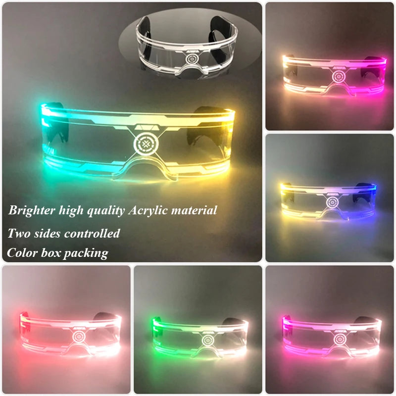 Gafas luminosas coloridas con luz LED, lentes de neón brillantes, parpadeantes para fiesta, club nocturno, DJ, decoración de fiesta de baile