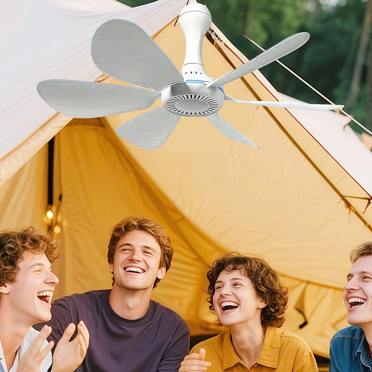 1 Juego de mini ventilador colgante USB pequeño, ventilador silencioso para acampar, ventilador de emergencia portátil para colgar al aire libre, pabellón, cobertizo, ventilador para dormitorio silencioso, con