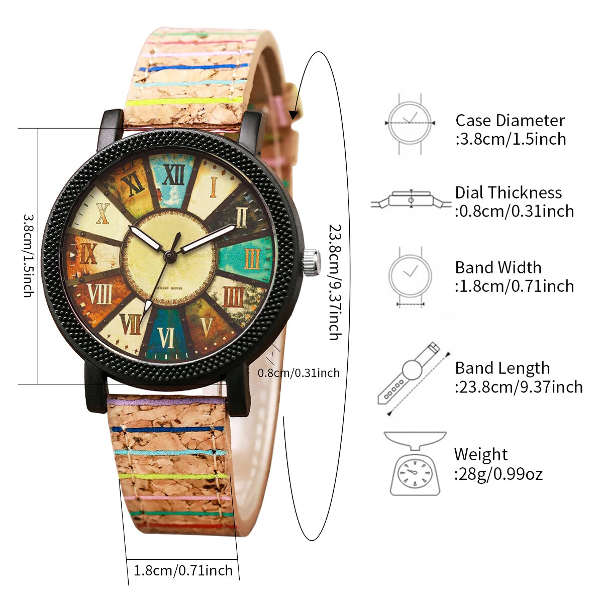 1 reloj de moda para mujer, reloj de cuarzo de imitación de cuero con disco romano Retro