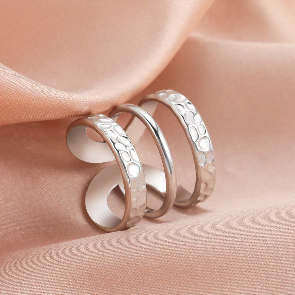 Skyrim-anillos de acero inoxidable para mujer, corazÃ³n geomÃ©trico, estÃ©tico, ajustable, abierto, joyerÃ­a de fiesta, regalos al por mayor