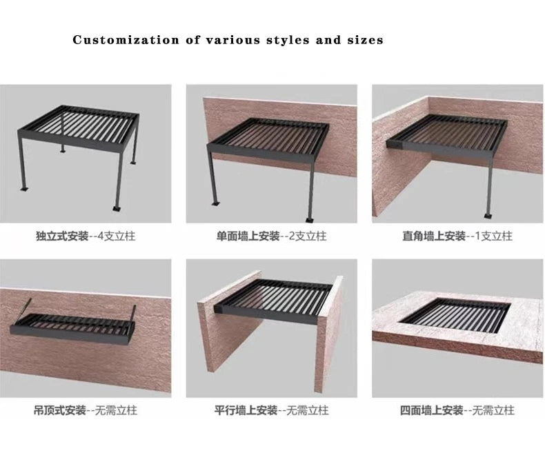 Muebles de jardín para exterior Gazebo da esterno Pavillion de aluminio 3x4 4x4 6x3 blanco Villa balcón Pérgola con persianas de metal personalizada
