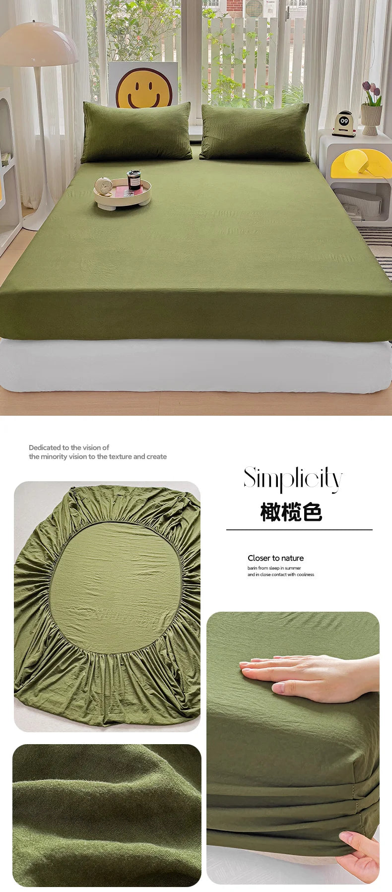 Sábana bajera de algodón lavada con bandas elásticas, funda de colchón ajustable antideslizante para cama doble King Queen 90x200 150x200 180