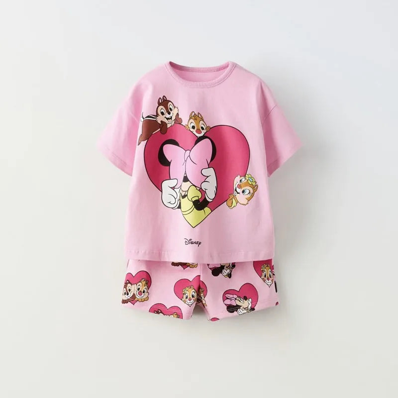Conjunto de 2 piezas de ropa de Mickey para niños, traje de manga corta para niños, chándal de moda Popular, Disney, nuevo estilo, Verano