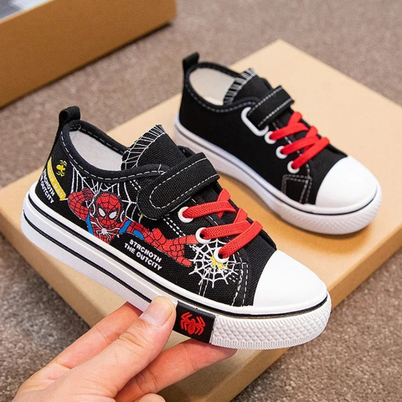 Zapatos de lona Disney para niños, zapatillas de deporte de Spiderman para niños, zapatos antideslizantes para estudiantes, zapatos deportivos de fondo suave para exteriores