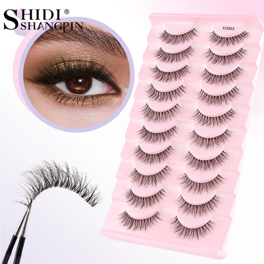 SHIDISHANGPIN 5/10 pares de pestaÃƒÂ±as postizas pestaÃƒÂ±as de ojo de gato extensiÃƒÂ³n de pestaÃƒÂ±as 3D visÃƒÂ³n medio pestaÃƒÂ±as maquillaje Natural faux Cils maquiagem