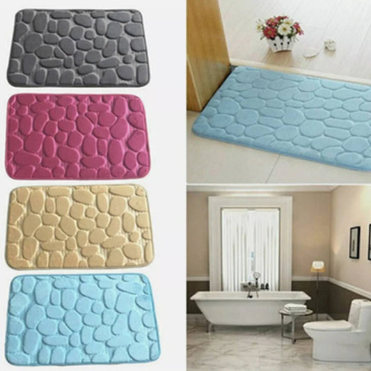Alfombra de baÃƒÂ±o con relieve de adoquines, alfombras antideslizantes en lavabo, alfombra de suelo lateral para baÃƒÂ±era, felpudo para cuarto de ducha, almohadilla de espuma viscoelÃƒÂ¡stica