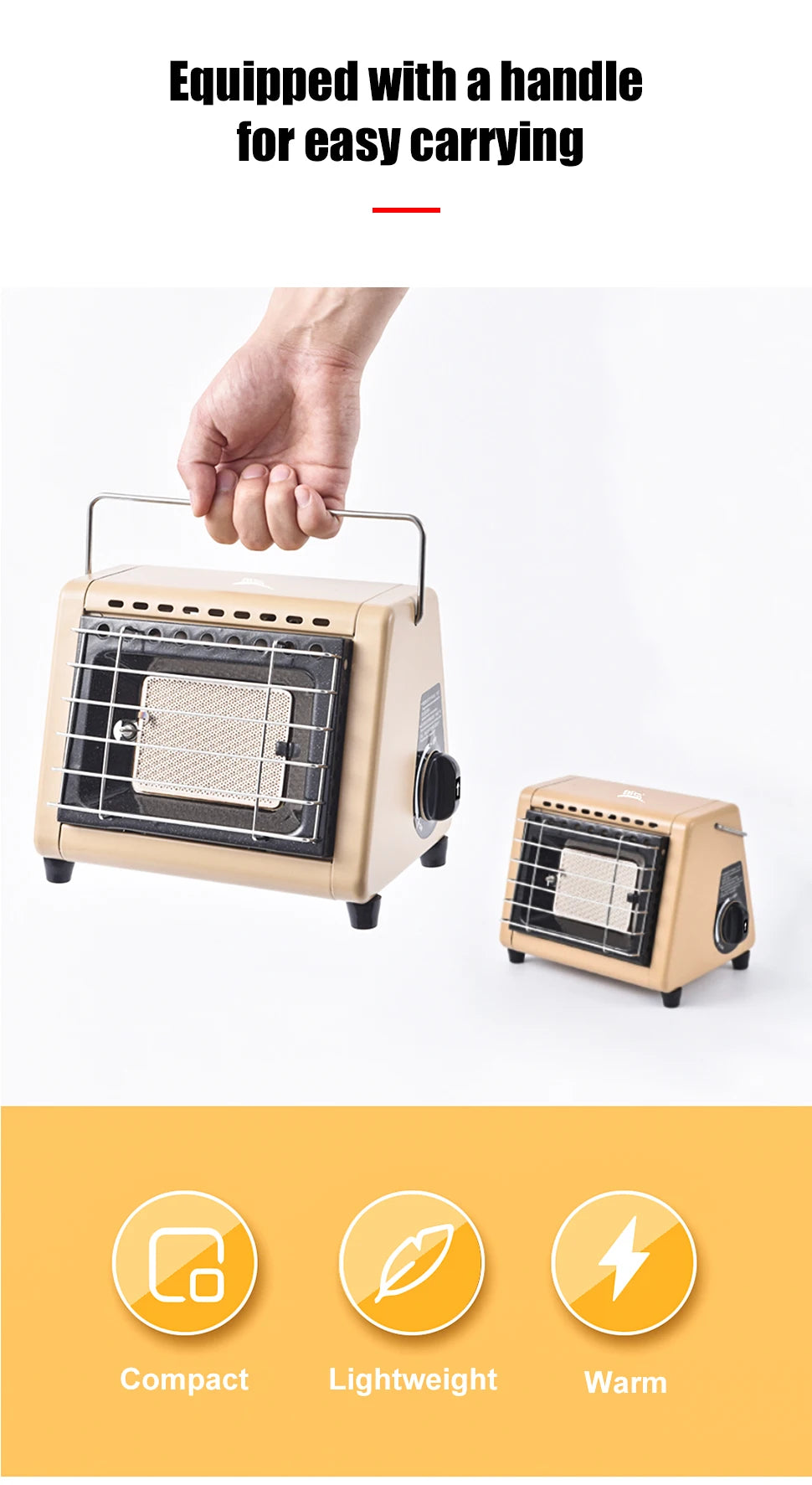 Calentador de tienda portátil BRS-H23, calentador de butano para espacio exterior de 1500W con válvula de Control, calentador de Patio de rayos infrarrojos para acampar en invierno