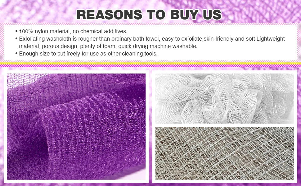 (Paquete de 3) Esponja exfoliante de lufa, toalla exfoliante, esponja de red africana, toallita japonesa, exfoliante corporal para el cuerpo