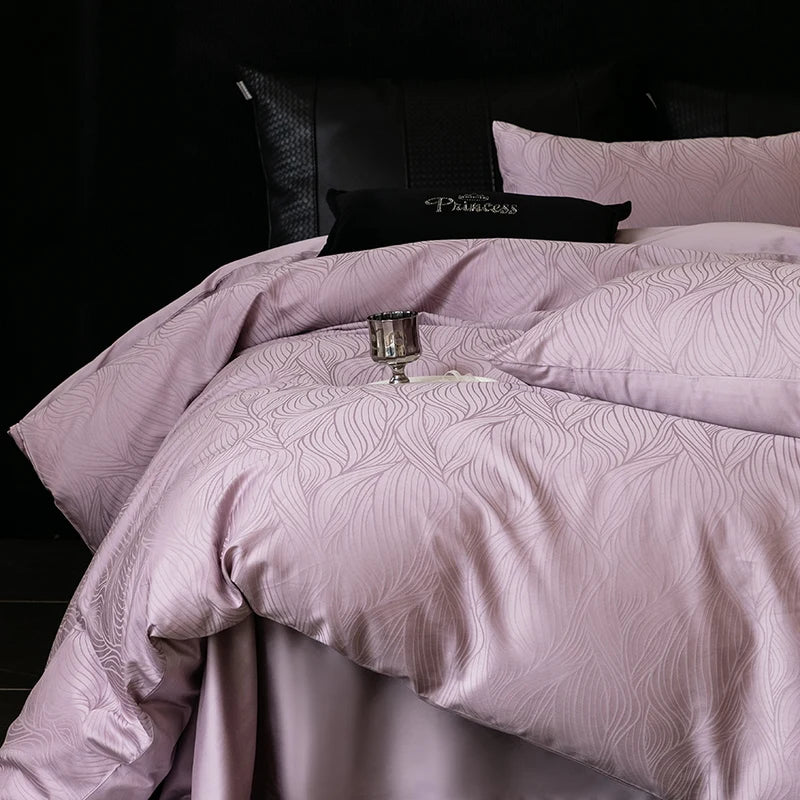 Nuevos juegos de cama de lujo 2025 100% algodón: fibra larga, alta densidad, jacquard satinado, cama de 1,5 m/1,8 m