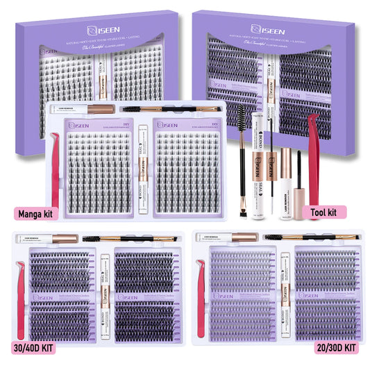 Kit de extensiÃƒÂ³n de pestaÃƒÂ±as DIY, juego completo de pestaÃƒÂ±as mezcladas en racimo, Kit de pestaÃƒÂ±as con uniÃƒÂ³n, sello, pinzas y cepillo para pestaÃƒÂ±as