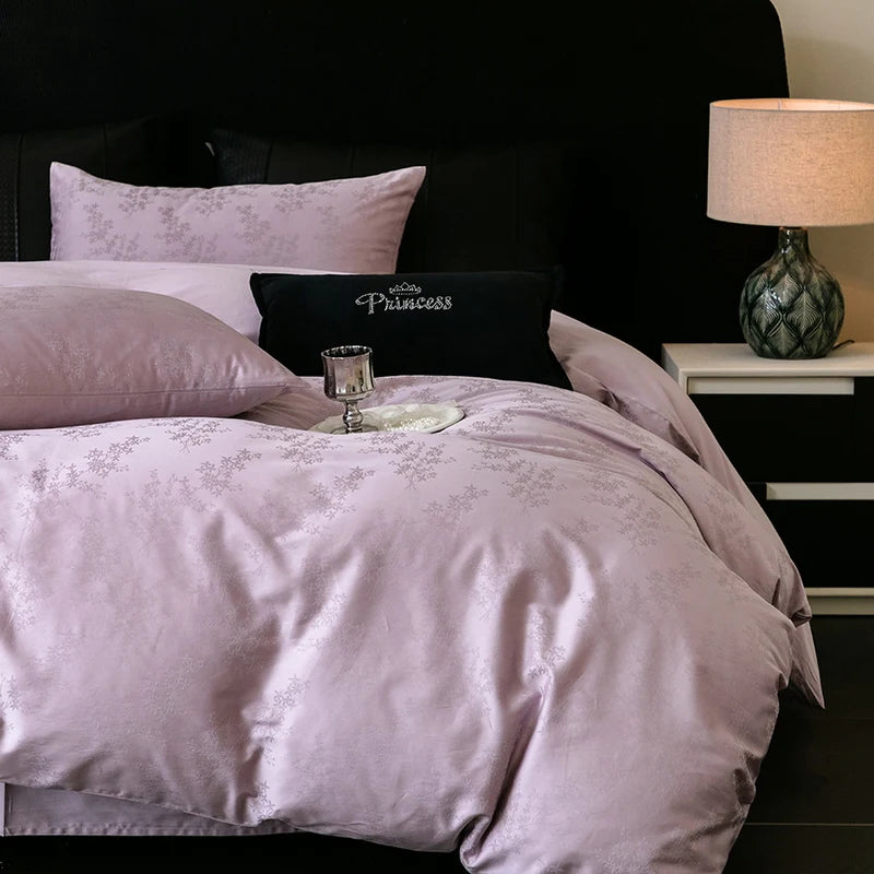 Nuevos juegos de cama de lujo 2025 100% algodón: fibra larga, alta densidad, jacquard satinado, cama de 1,5 m/1,8 m