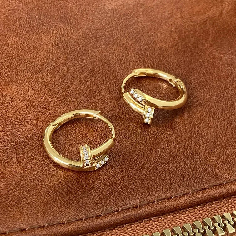 Pendientes redondos de aro para mujer, Plata de Ley 925 auténtica con circonita, joyería fina minimalista de moda, accesorios de herramientas brillantes
