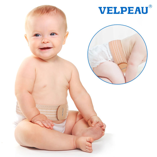 VELPEAU-Cinturón de Hernia Umbilical para bebé, envoltura de ombligo infantil, Truss, carpeta Abdominal con 3 almohadillas de compresión de diferentes formas