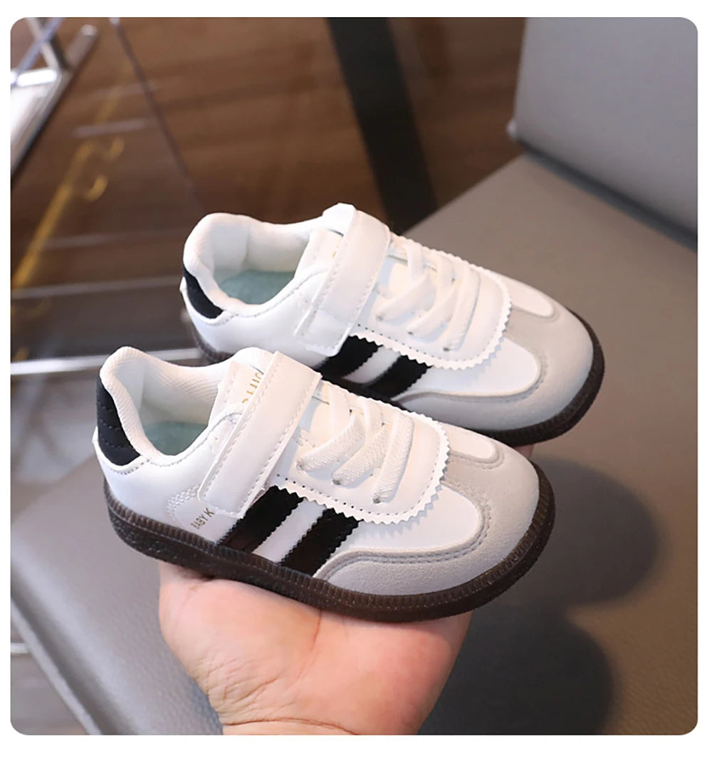 Zapatos deportivos de moda para niños, zapatillas ergonómicas de cuero PU para niños, zapatillas de deporte de suela blanda para niños, zapatillas de tenis para niños y niñas