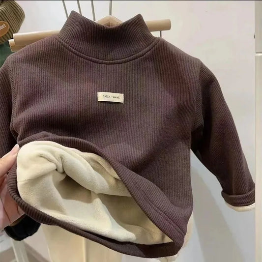 Jersey de cuello medio alto para otoño e invierno para niños, camisa inferior de manga larga, ropa para niños y niñas, Tops