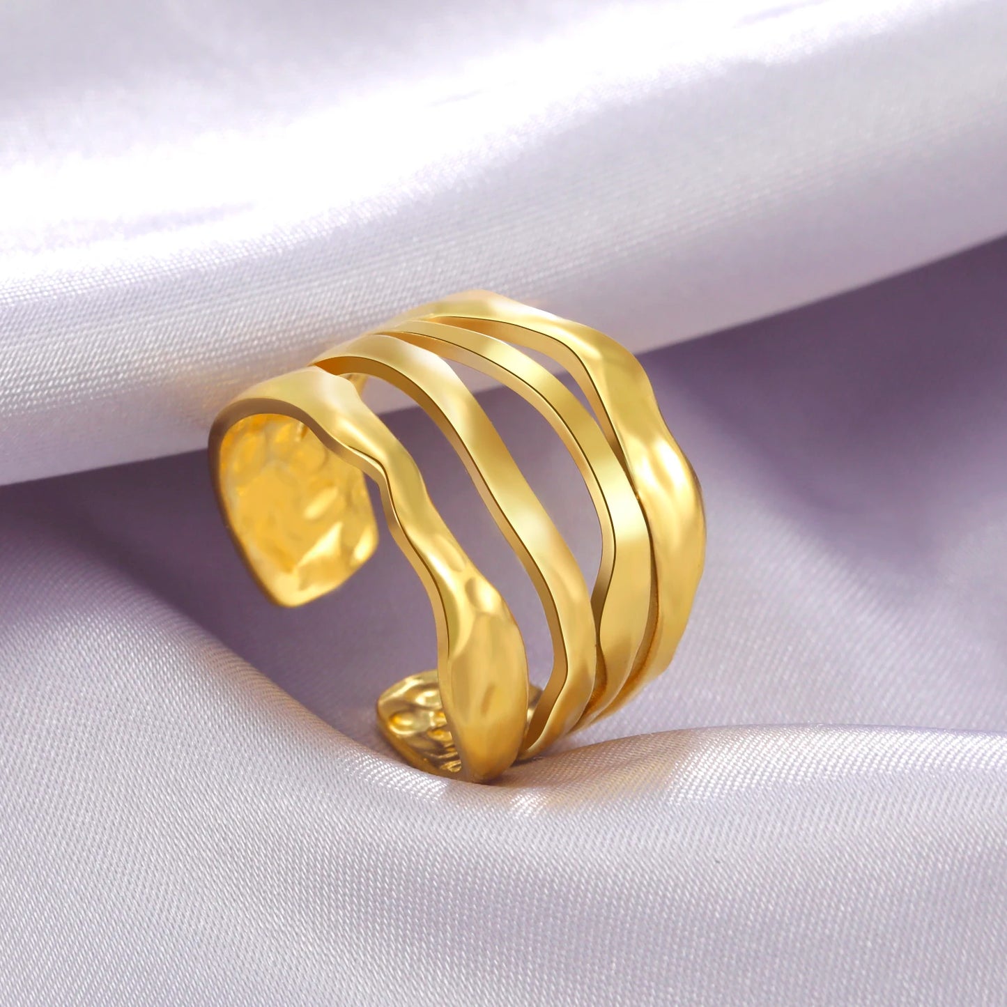 Skyrim-anillos de acero inoxidable para mujer, corazÃ³n geomÃ©trico, estÃ©tico, ajustable, abierto, joyerÃ­a de fiesta, regalos al por mayor