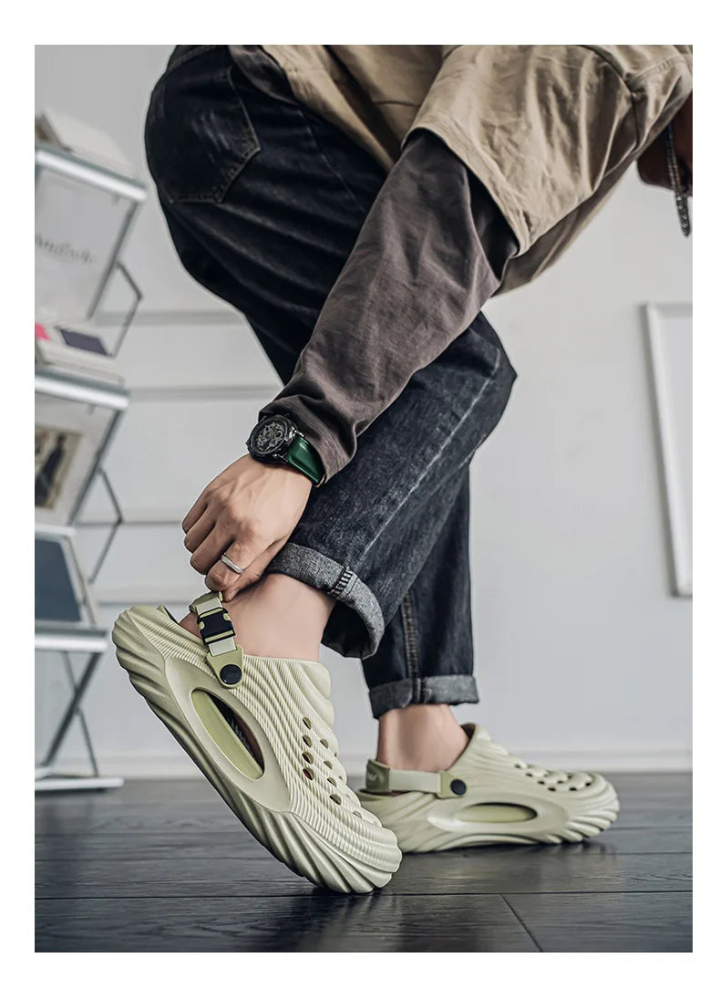 Zuecos con soporte para el arco para hombre, calzado para jardín, zapatillas de playa sin cordones para exteriores, sandalias con cojín cómodo extraíble