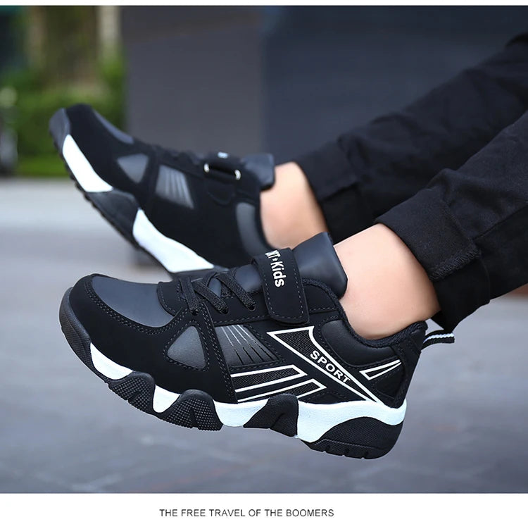 Zapatos para niños, zapatillas deportivas escolares de cuero de moda para niños, tenis, informales, para caminar, correr, antideslizantes, talla 28-39