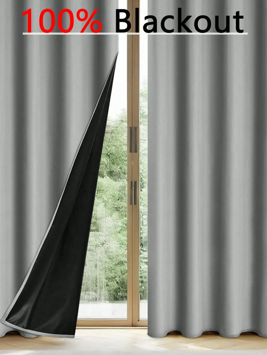1pc cortinas opacas sólidas con ojales, cortinas de privacidad totales para dormitorio