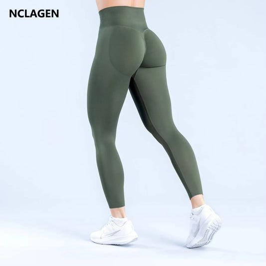 Mallas NCLAGEN para mujer, ropa de gimnasio sin costuras, pantalones de Yoga de cintura alta, Control de barriga, mallas deportivas para entrenamiento de glúteos
