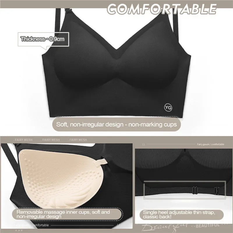Sujetador Invisible de realce con espalda descubierta para mujer, sujetadores sexys de corte bajo, ropa interior de boda con espalda abierta, lencería sin costuras 2024