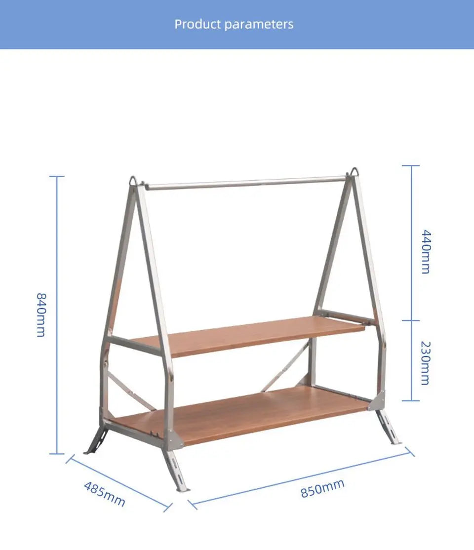 Estante de almacenamiento para acampar al aire libre, estante plegable portátil, estante de almacenamiento para jardín, soporte de acero inoxidable