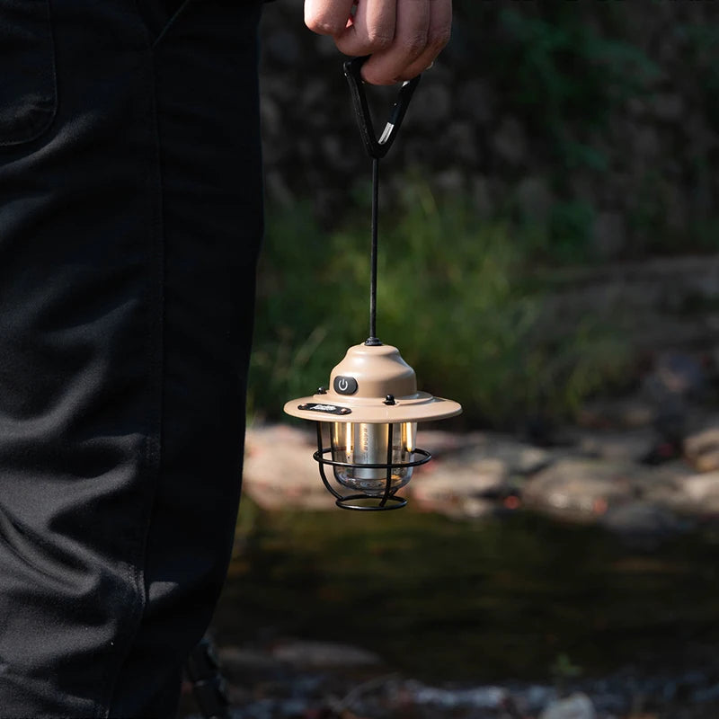 Linternas portátiles para acampar, lámpara colgante Retro para tienda, luz de Camping regulable impermeable, 1200mAh para senderismo, pesca, linterna de emergencia