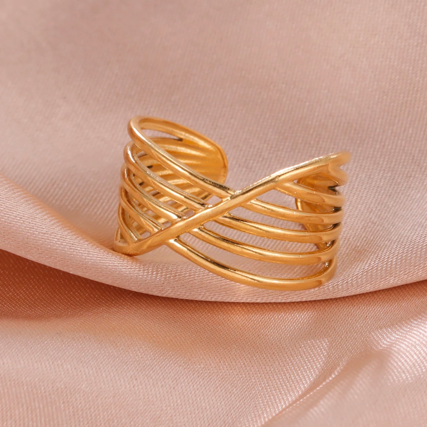 Skyrim-anillos de acero inoxidable para mujer, corazÃ³n geomÃ©trico, estÃ©tico, ajustable, abierto, joyerÃ­a de fiesta, regalos al por mayor