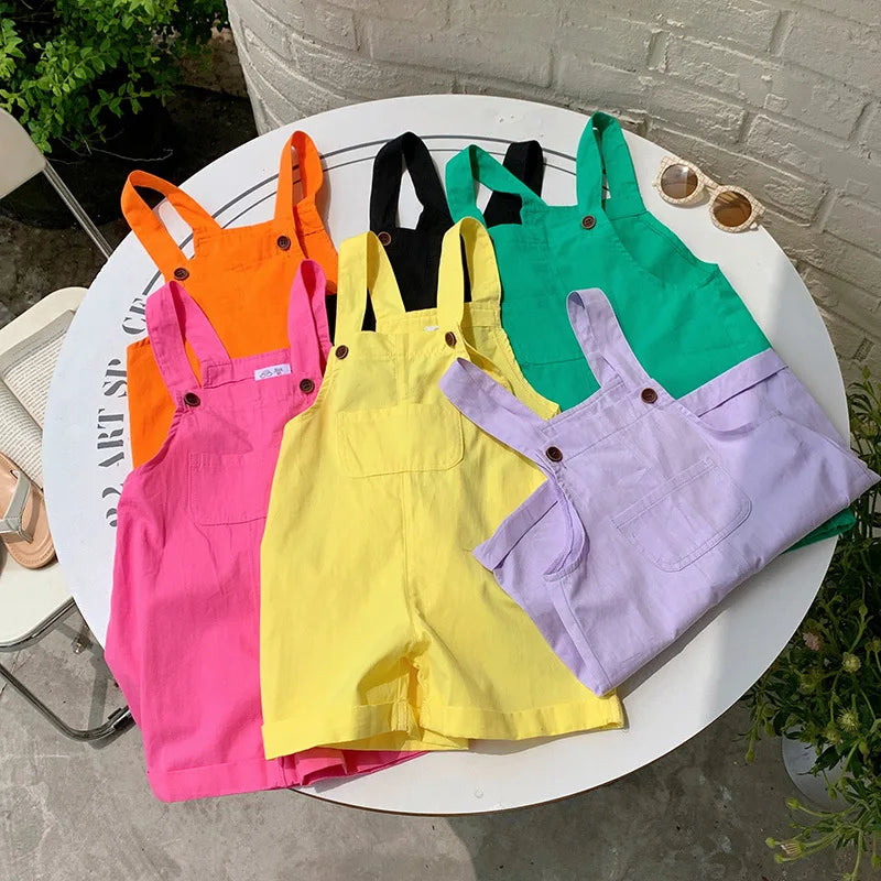 Lindo bebÃƒÂ© niÃƒÂ±os general bebÃƒÂ©s y niÃƒÂ±as pantalones casuales coreanos mono de disfraz de Color caramelo