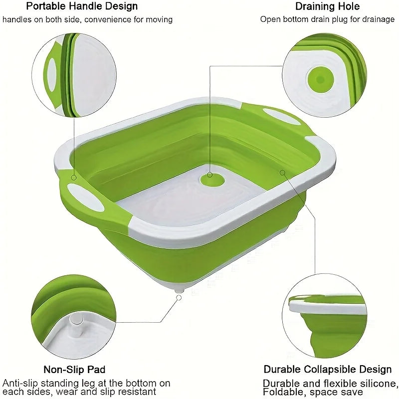 1 lavabo portátil que ahorra espacio con fregadero incorporado y función de almacenamiento: perfecto para acampar al aire libre, viajar y uso doméstico.