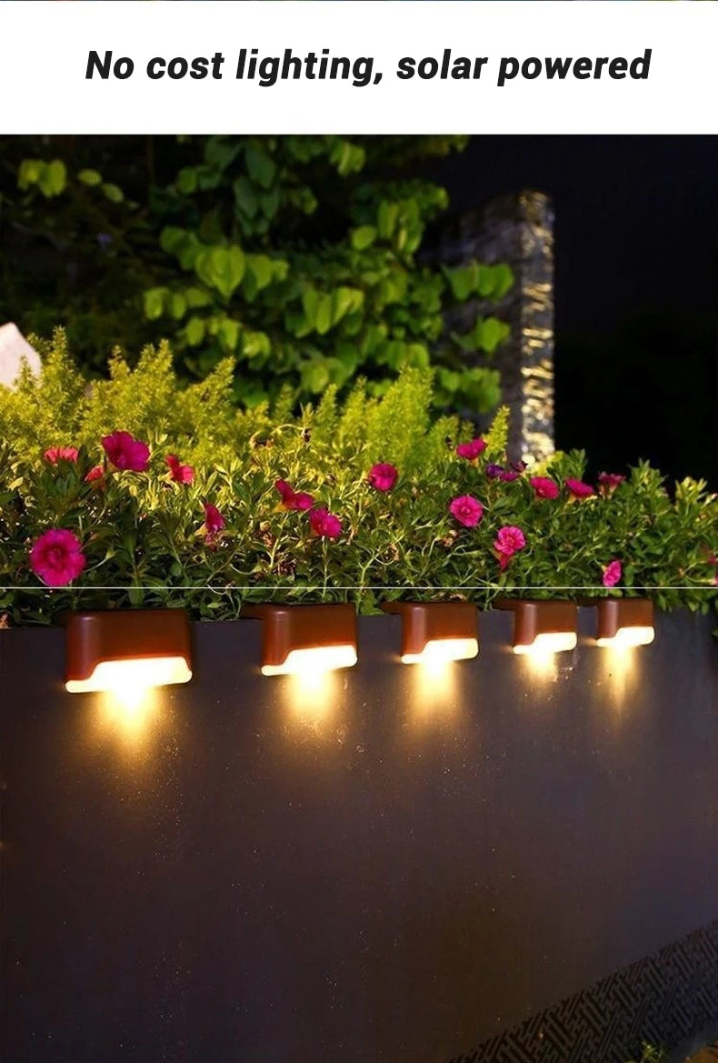 1/4/8/12/Uds luces LED solares luz de jardÃƒÂ­n al aire libre lÃƒÂ¡mpara de cubierta luz Solar de escaleras lÃƒÂ¡mpara de paso Solar impermeable decoraciÃƒÂ³n de jardÃƒÂ­n y Patio